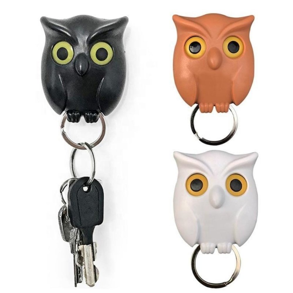 Owl Keying Holder Wall Mounted Owl Key Hooks with Wall Self-Adhesive Tape, Key